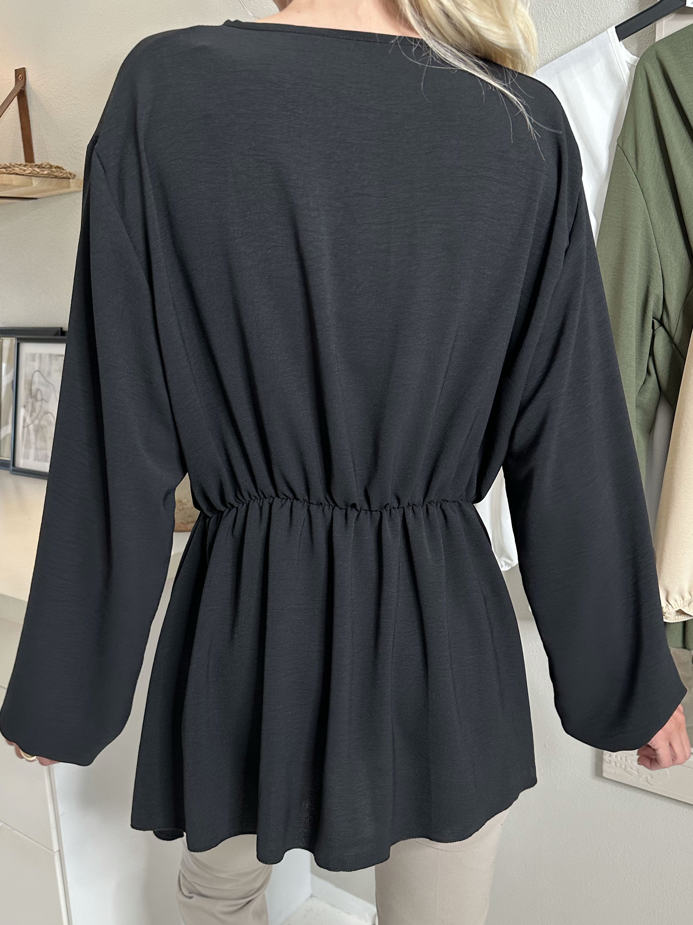 Hermina long sleeve - Sød bluse med elastik i taljen